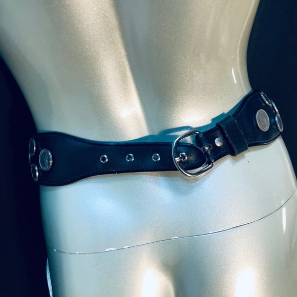 Vtg Leather Boho Coin Belt